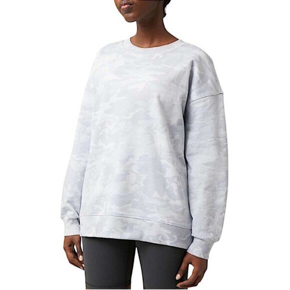 Lululemon Gray Camo Perfectly Oversized Crew Pullover Sweater Womens Size 14 - Picture 1 of 5